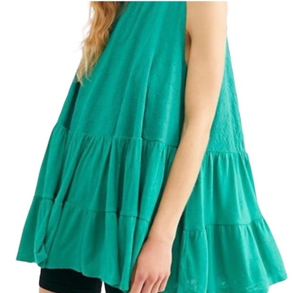 Free People Right On Time Vibrant Green Tiered Tunic Top Womens Small - Picture 4 of 15